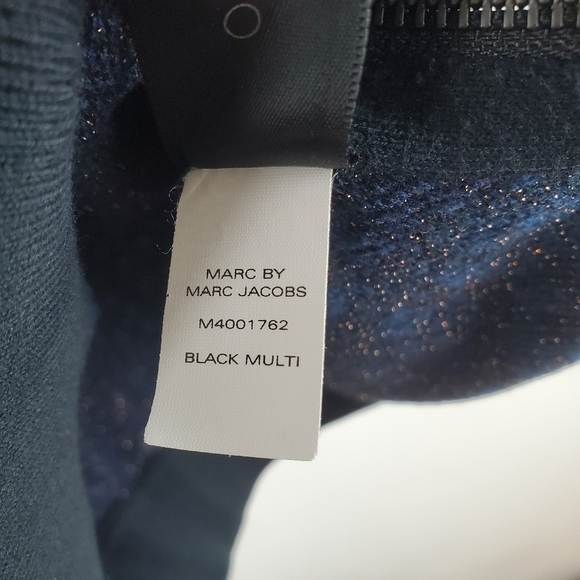 Marc by Marc Jacobs Sasha Sweater Womens XS Black Blue Leopard Gold Metallic - Picture 7 of 12